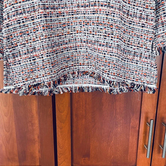 Tuckernuck Belfast Blouse Tweed V-Neck Fringe Trim Relaxed Fit Size XS NEW - Picture 4 of 10